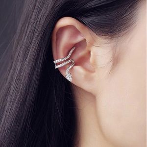 New Sterling Silver 925 Crystal Snake Cuff Earring